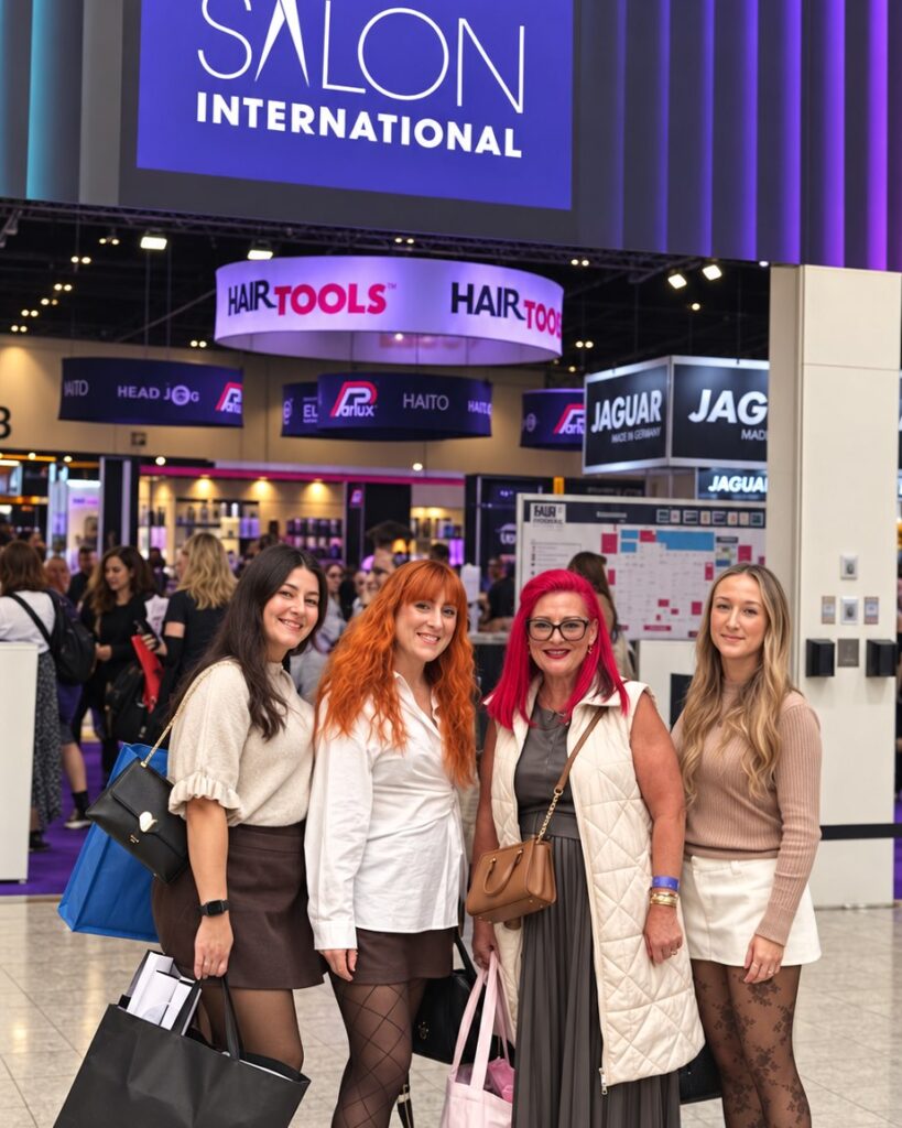 Four of the Chameleons team in front of the Salon International sign at the 2026 show